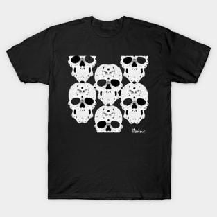 Skulls Convene Worn White Wink by Blackout Design T-Shirt